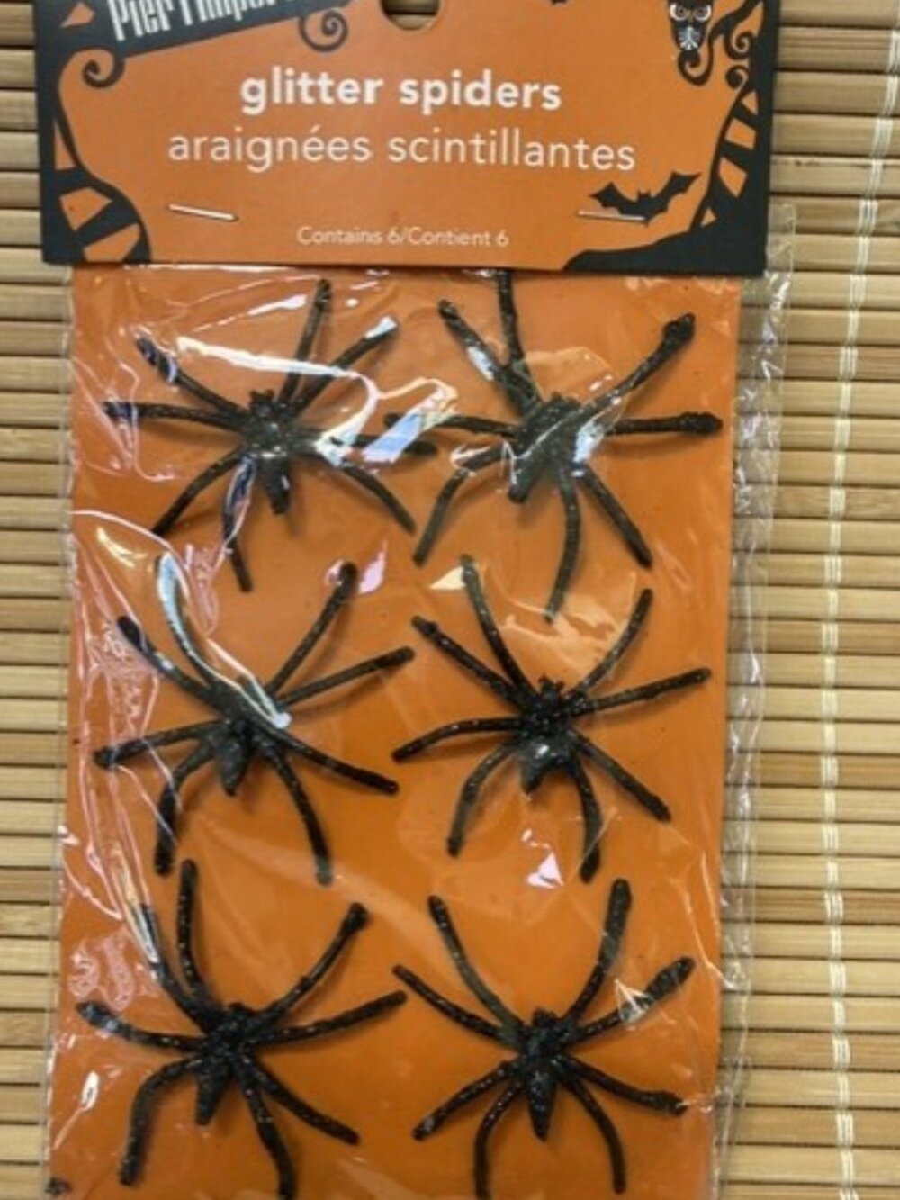 Vtg Pier 1 Imports, Glitter Spiders Halloween, New in Package
